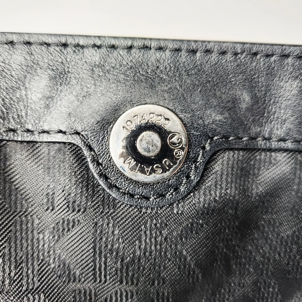 Michael Kors Black Leather Expandable Crossbody Bag Purse Snake Accent Dustbag